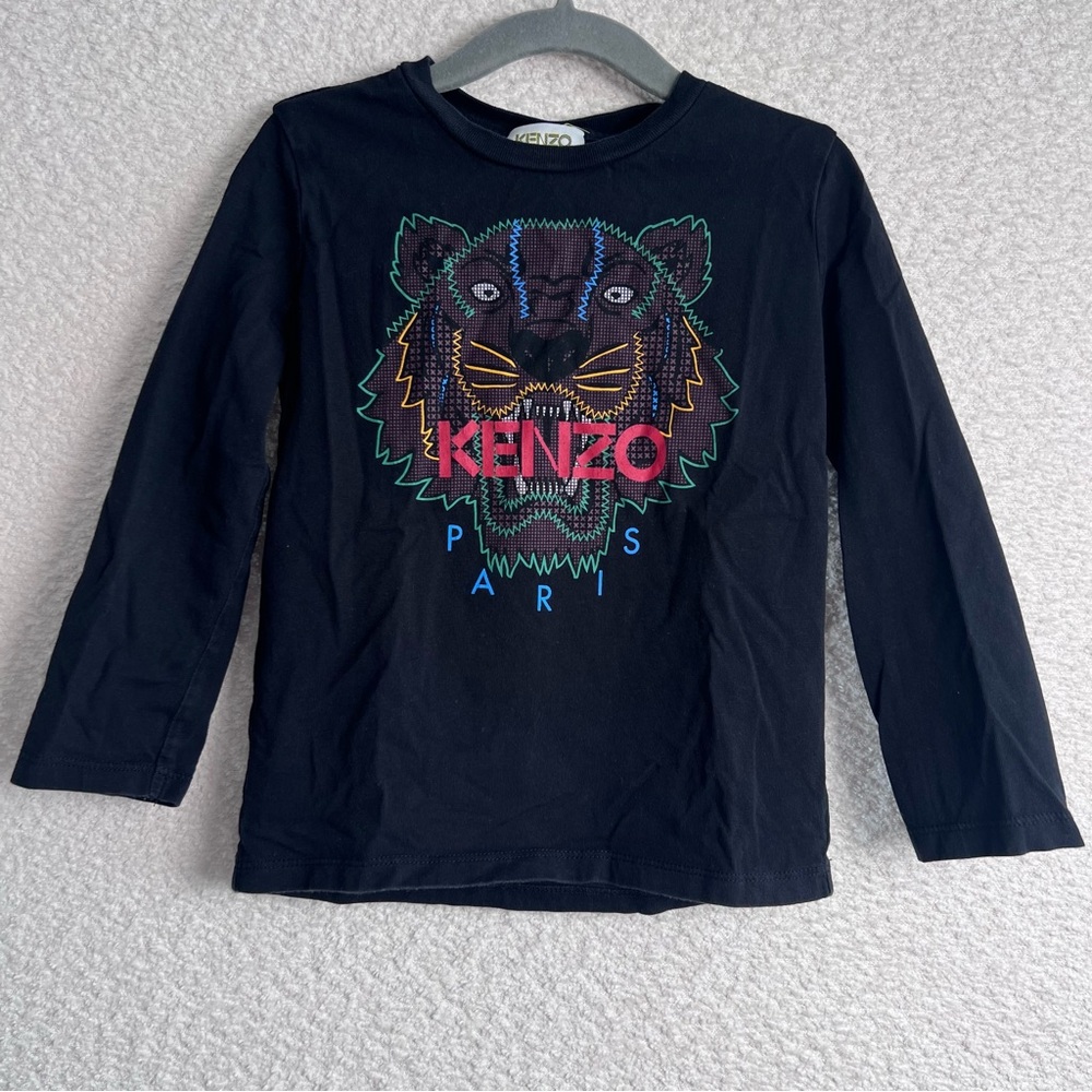Kenzo Paris Kids Organic Authentic Toddler Black Tiger Shirt Size 4T